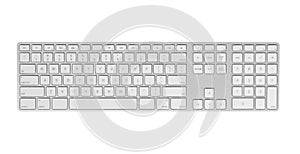 Gray keyboard isolated on white background. photo