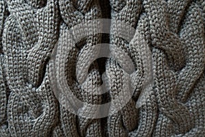 Gray knit fabric with plait pattern from above