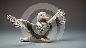 Gray Knitted Pigeon Flying Toy - Unique Arte Povera Algeapunk Duckcore Design photo