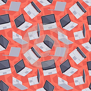 Gray laptop seamless pattern