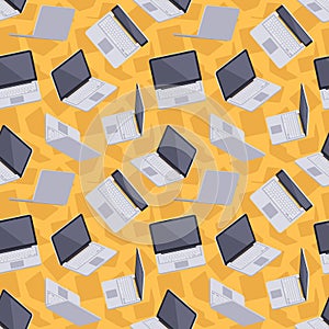 Gray laptop seamless pattern