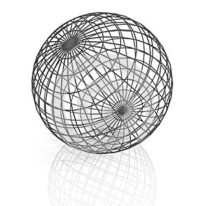 Gray lattice sphere on white background