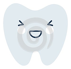 Gray laughing tooth Emoji Icon. Cute tooth character. Object Medicine Symbol flat Vector Art. Cartoon element for dental