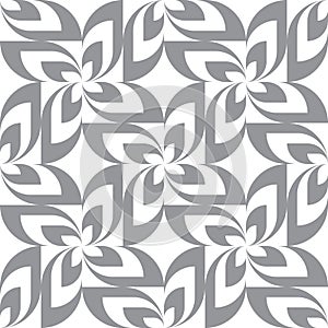 Gray leaves background design. Nature ornament seamless pattern. Monochrome abstract geometric mosaic.