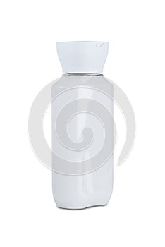 Gray lid, Transparent body plastic bottle cosmetic hygiene shampoo, conditioner with body moisturising isolated on white