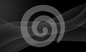 Gray lines curves wave with black soft gradient abstract background