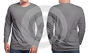 Gray Long Sleeved Shirt Design Template