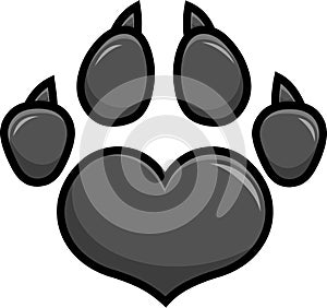 Gray Love Paw Print Logo Design