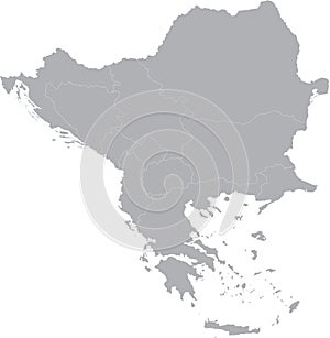Gray Map of Balkan peninsula countries
