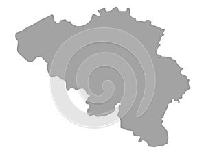 Gray map of Belgium on white background