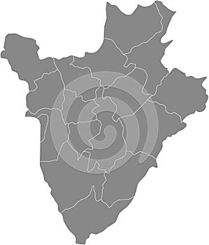 Gray map of Burundi