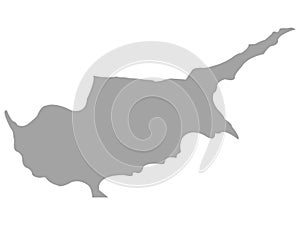 Gray map of Cyprus on white background