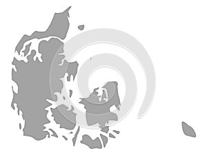 Gray map of Denmark on white background