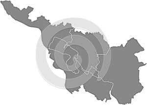 Gray map of districts of Bremen, Germany