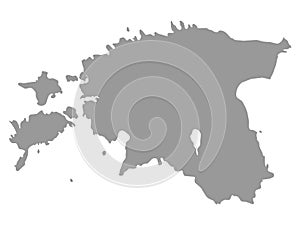 Gray Map of Estonia on White Background