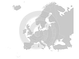 Gray map of Europe on white background