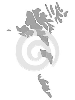 Gray map of Faeroe Islands on white background photo