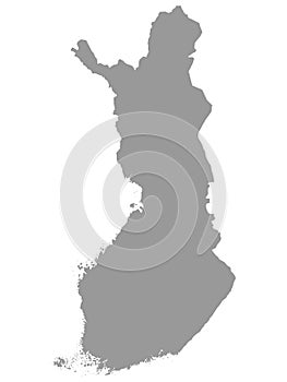 Gray Map of Finland on White Background