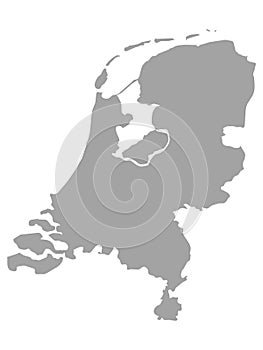 Gray map of Netherlands on white background