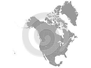 Gray map of North America