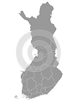 Gray Map of Regions of Finland