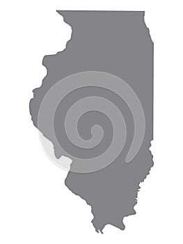 Gray Map of the USA State of Illinois