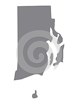 Gray Map of the USA State of Rhode Island