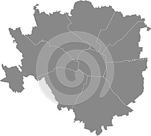 Gray map of zones municipi of Milan, Italy