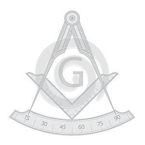 Gray masonic square and compass symbol