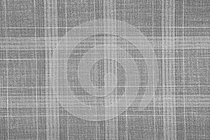 Gray material texture checkered light gray textured fabric background close-up