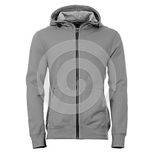 Gray men`s sweatshirt isolated on white background