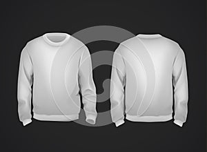 Gray men`s sweatshirt template front and back view. Hoodie for branding or advertising