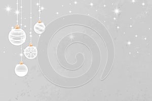 Gray Merry Christmas sparkly balls festive background