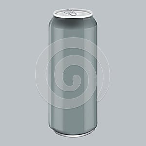 Gray Metal Aluminum Beverage Drink. Mockup for Product Packaging. Energetic Drink Can 500ml, 0,5L