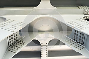 Gray metal framework. Close up.