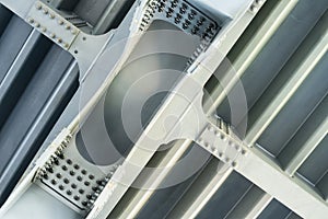 Gray metal framework. Close up.