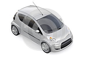 Gray metallic ultra compact city car for the cramped streets of historic cities with low fuel consumption. 3d rendering