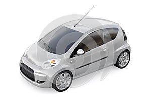 Gray metallic ultra compact city car for the cramped streets of historic cities with low fuel consumption. 3d rendering