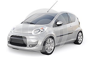 Gray metallic ultra compact city car for the cramped streets of historic cities with low fuel consumption. 3d rendering