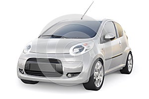 Gray metallic ultra compact city car for the cramped streets of historic cities with low fuel consumption. 3d rendering