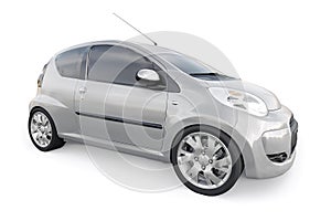 Gray metallic ultra compact city car for the cramped streets of historic cities with low fuel consumption. 3d rendering