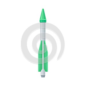 Gray missile with green details. Vector illustration on a white background.