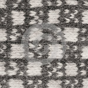 Gray mitten background, grey white textured woolen mittens pattern, knitted warm wool winter fingerless gloves detail, large