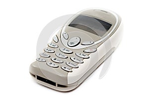 Gray mobile phone isolated.