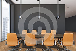 Gray modern office meeting room interior