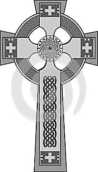 Gray monotone decorated celtic cross illustration