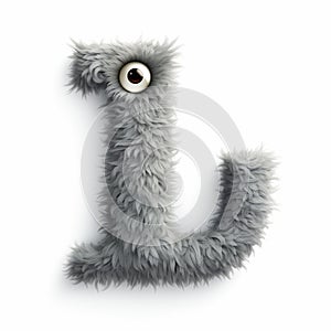 Gray Monster Letter L: Fuzzy Concept Art Inspired By John Wilhelm And Patricia Piccinini