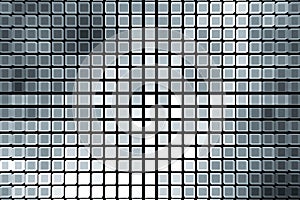 Gray mosaic pattern of small squares on a black background.