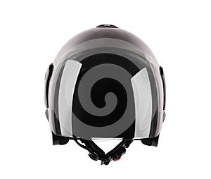 Gray motorcycle helmet