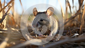 Gray Mouse In Sunrays: A Realistic Artwork By Ben Wooten photo